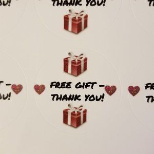 120 Labels Round White Gloss Free Gift Thank You!